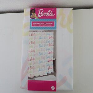 (#P-1) Barbie All Over Logo Fabric Print Shower Curtain 72" x 72"